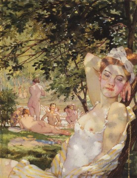 Desnudo Painting - baños de sol Konstantin Somov impresionismo desnudo
